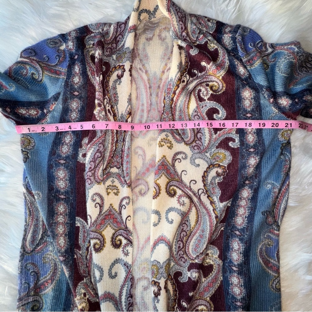 CHICO'S Paisley Print Long Open Front Shawl
Cardigan Tunic sz 2 US L / 12 - Picture 7 of 11